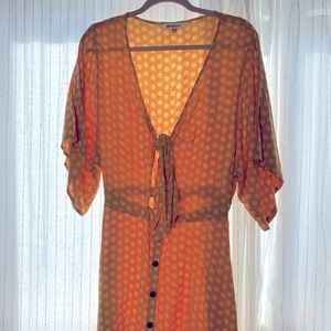 Rip Curl Coastal Tides tie up beach midi dress in yellow